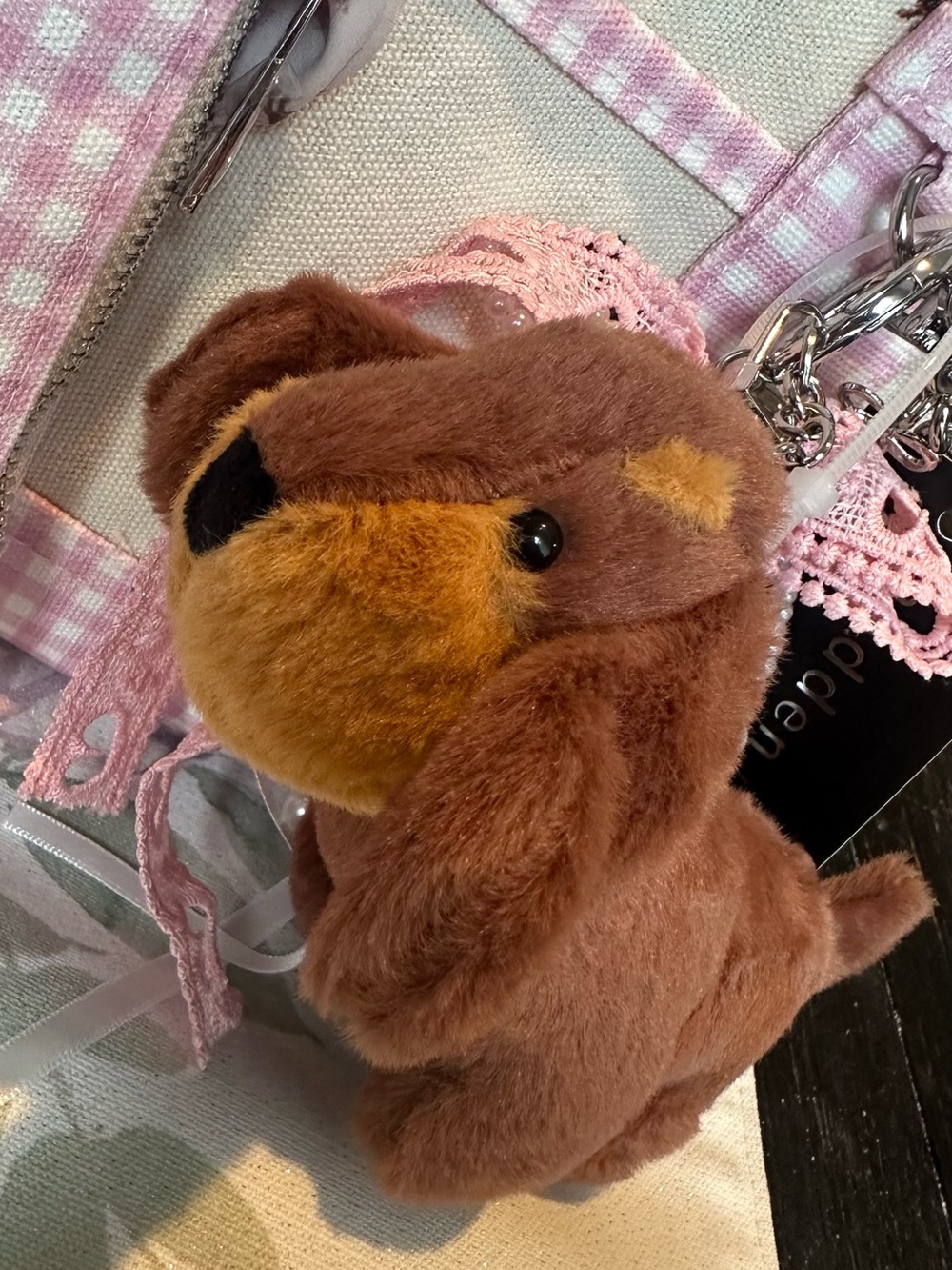 Madden Girl Brown Dachshund Tote Purse with Keychain Accessories- NWT - Picture 10 of 11